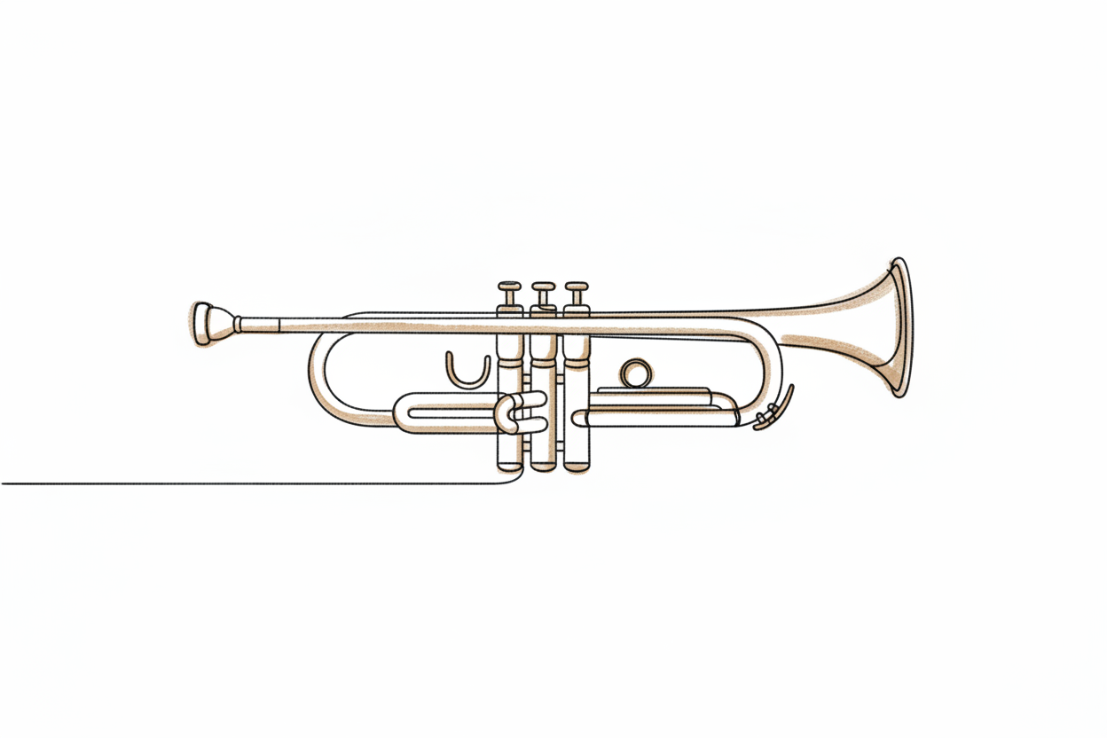 Trumpet Line Drawing with Impressionistic Touch